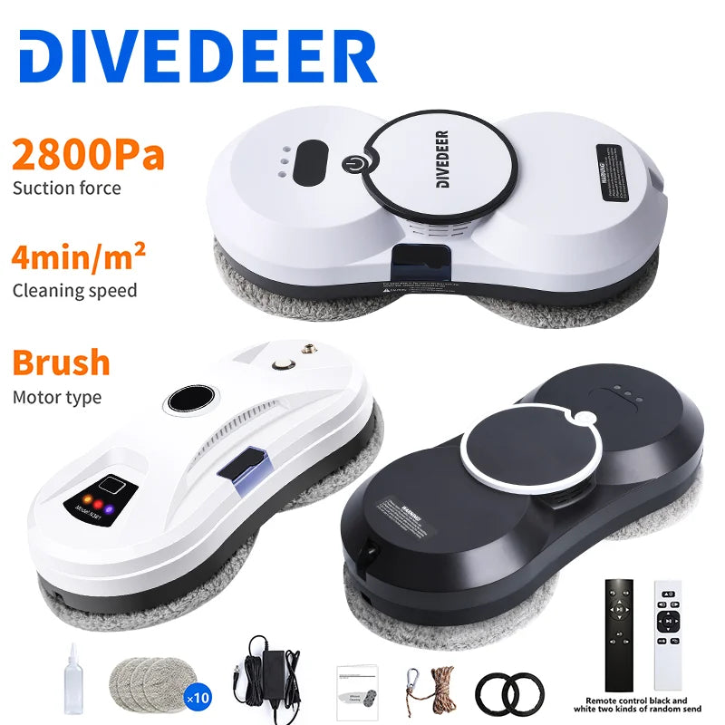 Window Cleaning Robot 5600PA Large Suction Electric Spray Window Cleaning Robot Fall Prevention Remote Cleaner