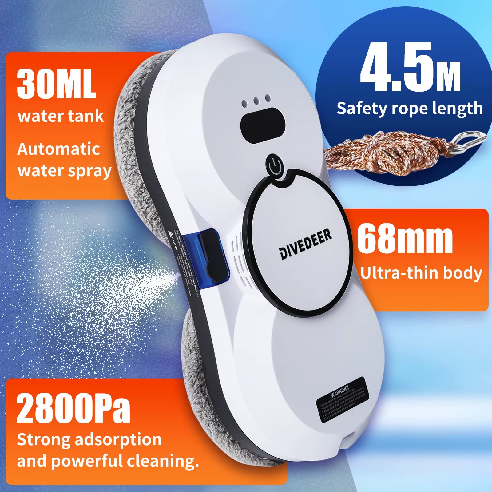 Window Cleaning Robot 5600PA Large Suction Electric Spray Window Cleaning Robot Fall Prevention Remote Cleaner