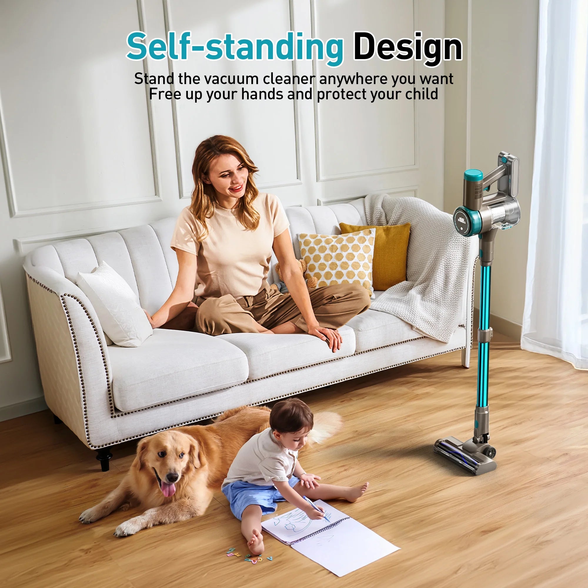 Cordless Vacuum Cleaner 38000PA/400W Stick Vacuum 50Min 2200Mah for Home Pet Hair Car Carpet Hardwood Floor