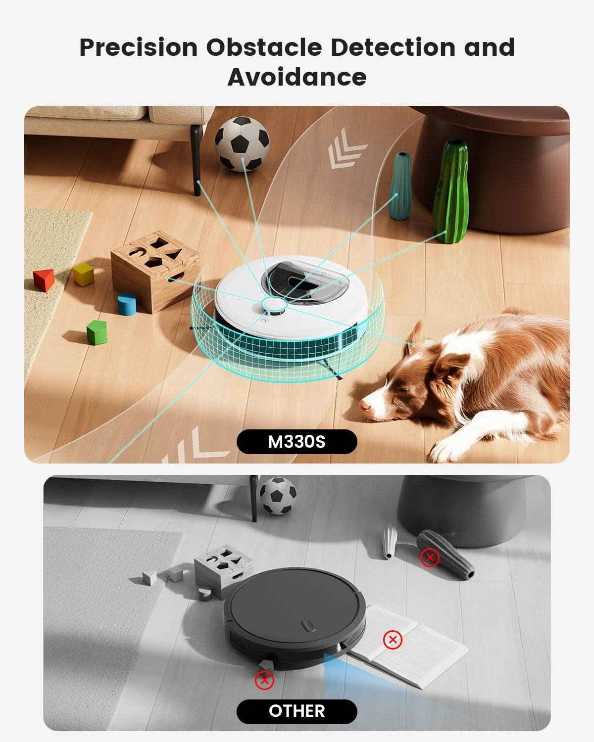 M330S Lidar Navigation Robot Vacuum and Mop, 450Ml Visible Dustbin, 190° PSD Obstacle Avoidance, Multi-Level Mapping, Robot Vacuum Cleaner for Hardwood Carpets Pet Hair
