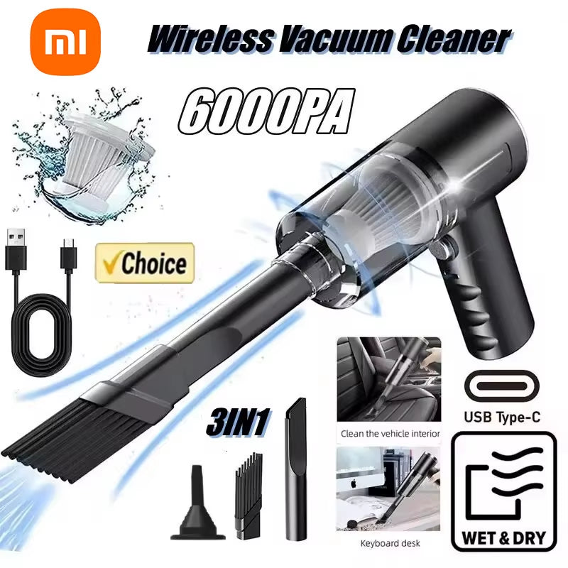 6000PA Car Vacuum Cleaner Wireless Vacuum Cleaner Strong Suction Handheld Vacuum Cleaner Powerful Blower for Car Home