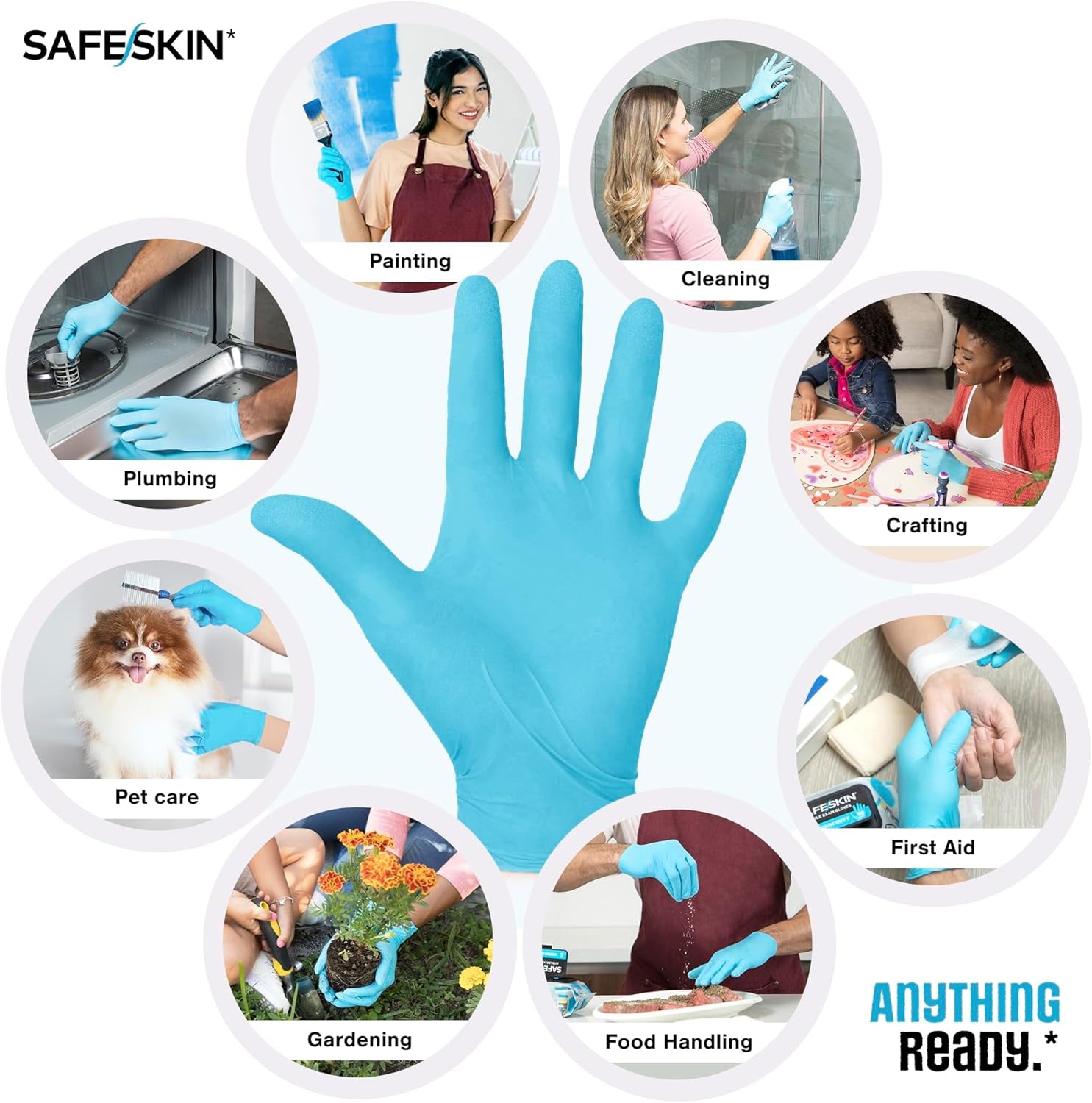 Disposable Nitrile Gloves in POP-N-GO Pack (50 or 200 Count) Medium Duty, Powder-Free -Cleaning, Gardening, Crafts