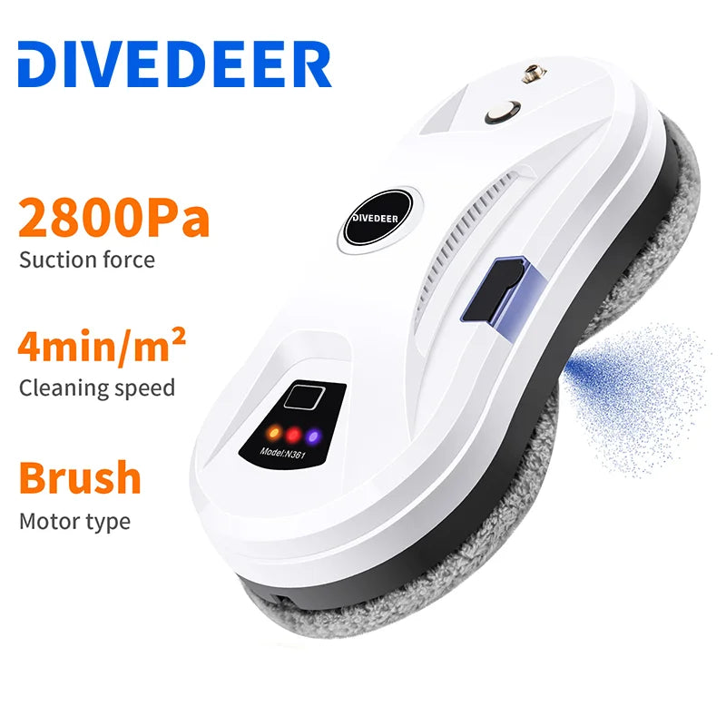 Window Cleaning Robot 5600PA Large Suction Electric Spray Window Cleaning Robot Fall Prevention Remote Cleaner