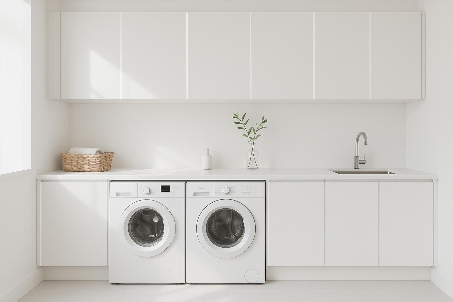 white modern laundry minimalist 
